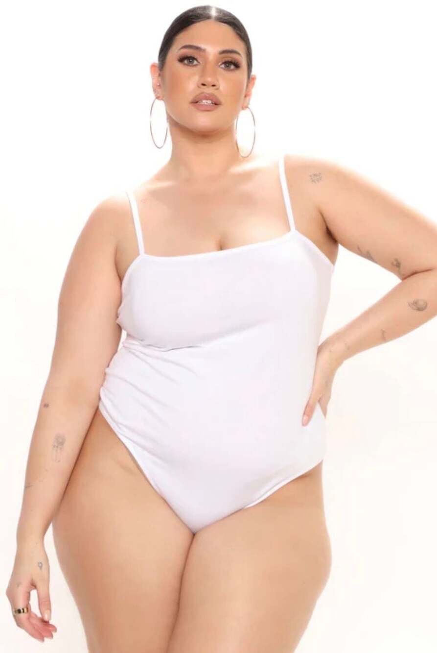 Time and Tru White Spaghetti Strap Cami Bodysuit, Size XXXL (22)